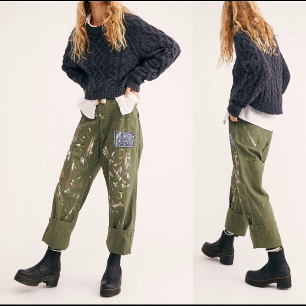 NEW Riley vintage artist paint splatter trousers
